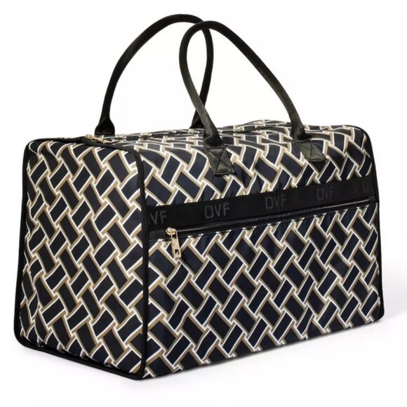 Diane von Furstenberg Vintage Weave Neutral Weekender Extra Large Dullfe Bag NWT - Picture 1 of 11